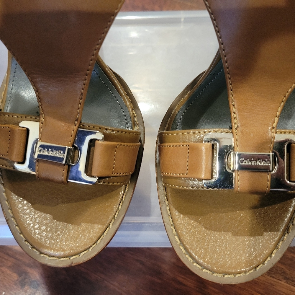 Calvin Klein Beige Ankle Strap Buckle Heels - Picture 9 of 10